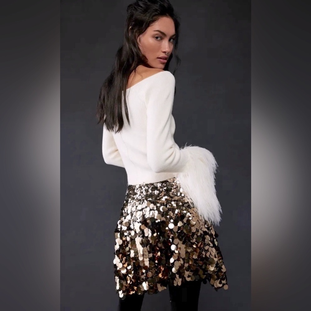 Free People Metallic Sequin Mini Skirt